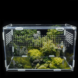 Transparent Acrylic Reptile Box for Spiders Tortoise Lizard Breeding Insect Box Vents Sliding Small Pet Terrarium Vivarium