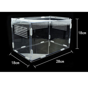 Transparent Acrylic Reptile Box for Spiders Tortoise Lizard Breeding Insect Box Vents Sliding Small Pet Terrarium Vivarium